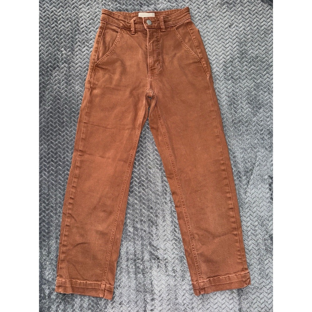 Everlane Women's The Utility Straight Leg Crop Pants‎ Rust Red Stretch Sz 00